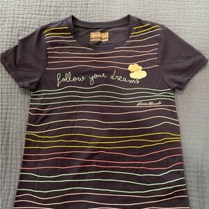 Eddie Bauer Kids' Navy T-Shirt with Multicolor Stripes Size 10/12